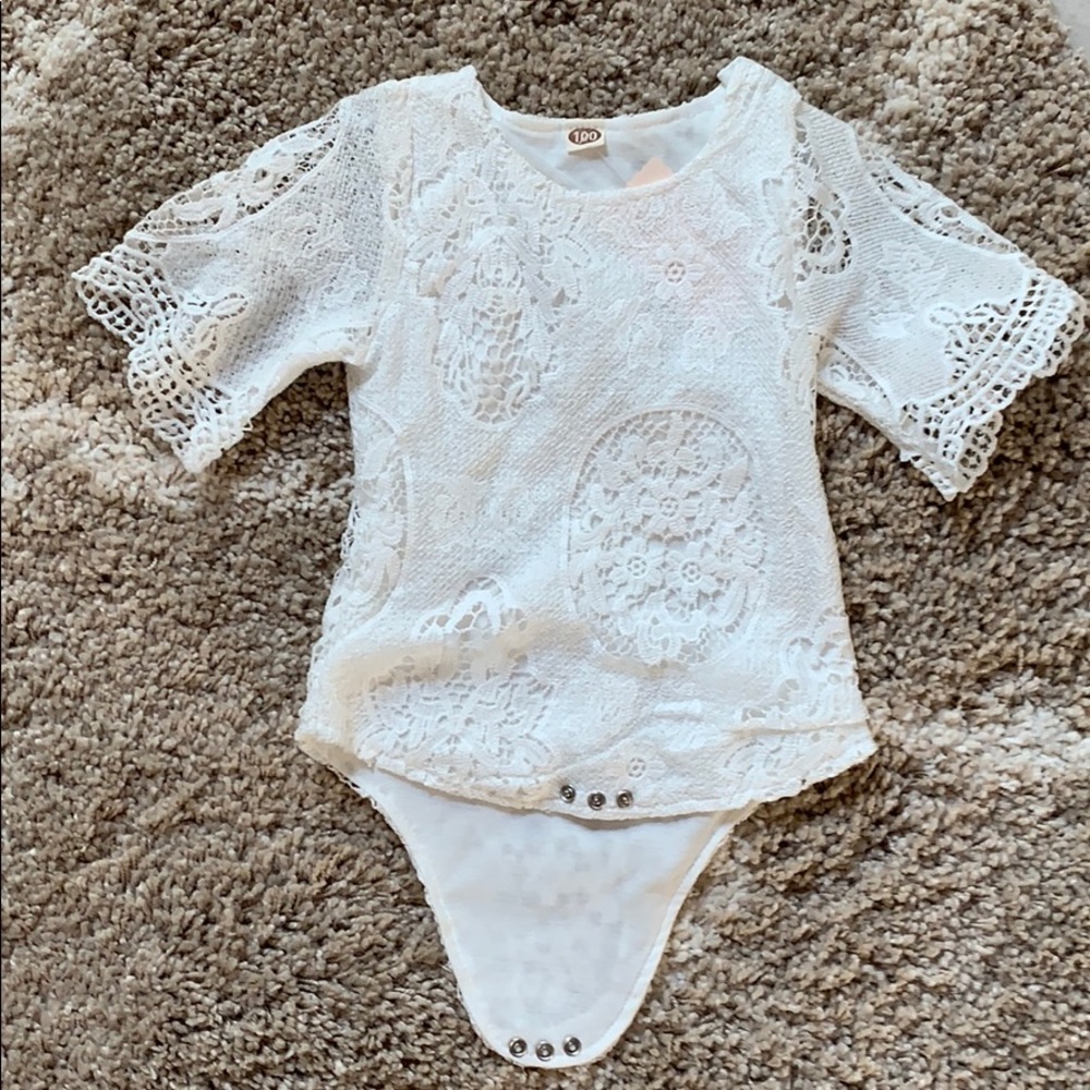 Crochet White Baby Onesie